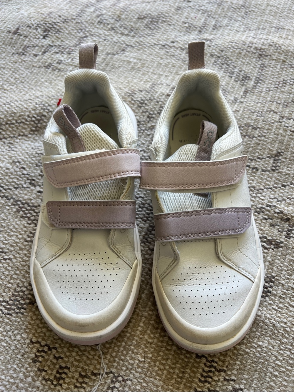 Children's White and Light Mauve Velcro Sneakers